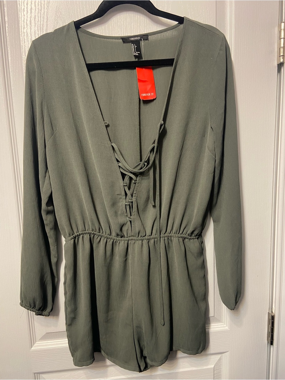 NWT Forever 21 Olive Lace-Up Romper